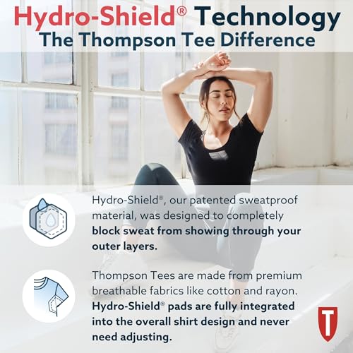 THOMPSON TEE T Women's Sweatproof Undershirt - Deep V Neck - Slim Fit - with Sweat Pads2