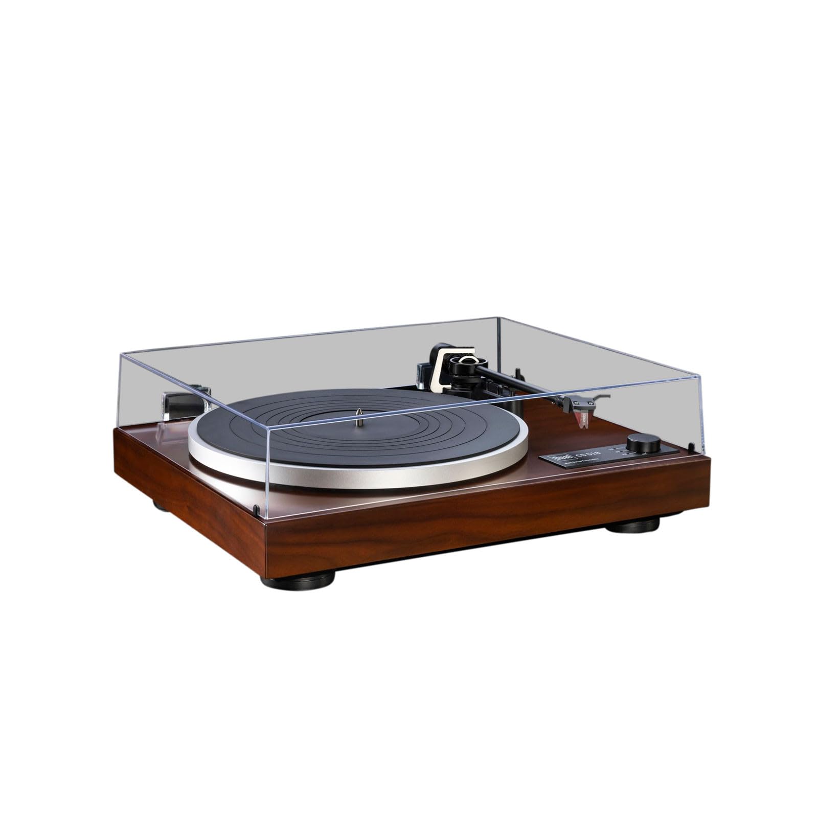 Dual CS 518 HiFi-Plattenspieler, Riemenantrieb, Manueller Vinyl-Plattenspieler mit integriertem Phono-Vorverstärker, DREI Geschwindigkeiten, Abstastsystem Ortofon 2M Red, Walnuss