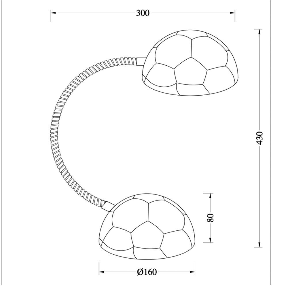 wonderlamp W-A000119 Flexo Infantil Futbol, Blanco/Negro
