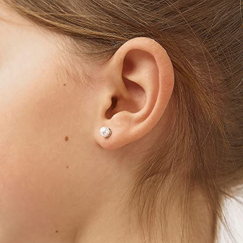 925 Sterling Silver Classic 5Mm Simulated Pearl Little Girl's Stud Earrings Set - Perfect Stud Earrings For Kids With Pierced Ears - Great Gift For Birthdays, Christmas, & Sunday Church #TOP2