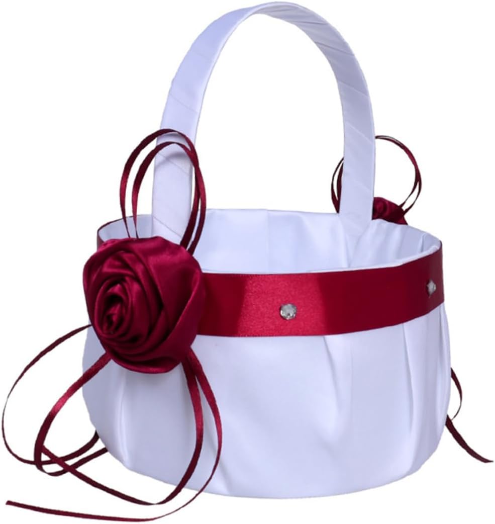 jojofuny 3pcs Flower Girl Baskets Wedding Baskets Woven Handles for Centerpieces