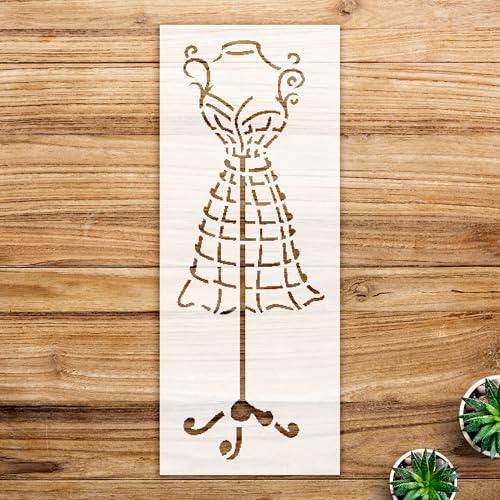 Dress Form Stencil Pattern for Fashion Art and Crafts, Reusable Mylar Template, Ideal for Walls, Wood, and Fabric Projects - Size A3 (6.6