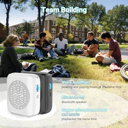 (Branco) Amplificador de voz recarregável portátil para professores, treinadores, guias turísticos,