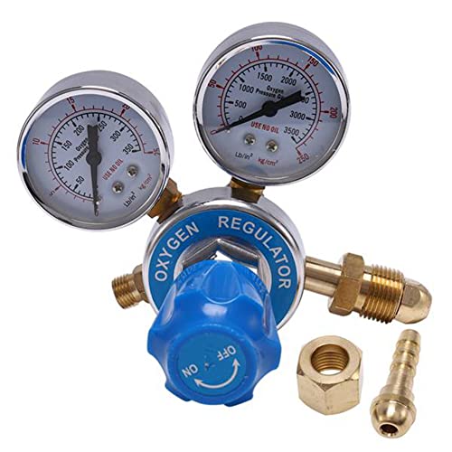 Asuinxurr Régulateur de bouteilles de gaz O2 - Réduction de pression pour inhalateur - Double manomètre - Régulateur de bouteilles d'oxygène