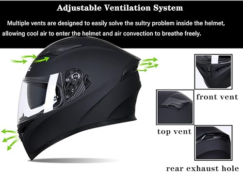 Full Face Motorcycle Bluetooth Helmet Motorcycle Full Face Helmet, ECE Approved Bluetooth Motorbike Double Sun Visor Helmets, Wear-Resistant and Scratch-Resistant Lenses, for Adult