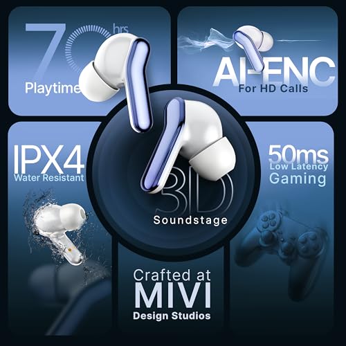 Image of Mivi DuoPods Roar (New Launch) 13mm AAC Audio Tech | AI-ENC | Dual Mic | 5.3 Bluetooth Ear Buds | 70Hrs Battery | Fast Charge | IPX4 | Low Latency | Gaming Earbuds