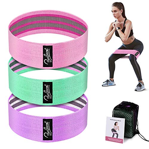BestSounds Resistance Bands for Legs and Butt, Workout Bands Wide Exercise Bands Hip Fabric Loop Bands Fitness Bands, Non-Slip Gym Booty Bands for Men and Women (Set 3)