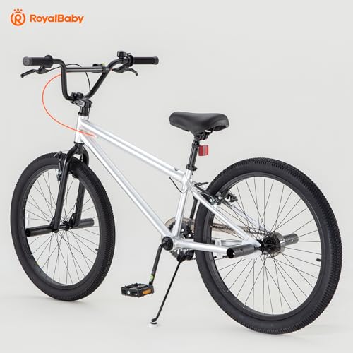 Image of RoyalBaby Kids BMX Bike 20 24 Inch, Professional Aluminum (Silver) or Sturdy Steel (Red /Black), Freestyle Street Bicycle for Beginners & Advanced Riders, Easy Assembly
