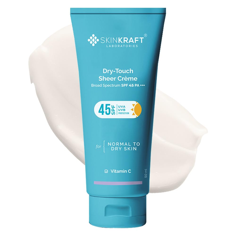 SkinKraft SPF 45 Dry-Touch Sheer Sunscreen for Normal to Dry Skin – Lightweight, Non-Sticky Daily Sunscreen with Vitamin C – Broad-Spectrum UVA/UVB Protection – Fast-Absorbing Formula – 50g-image-41