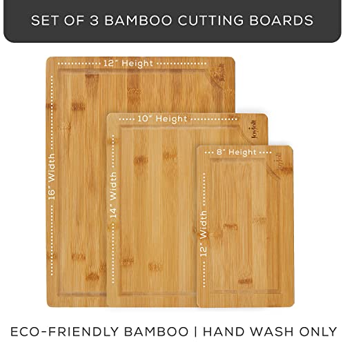 Joyjolt Bamboo Cutting Board Set, Wooden Cutting Boards For Kitchen. Large And Small Wooden Cutting Board Set; Serving Cheese Board, Bread Board Or Chopping Board Set. Non Slip Wood Cutting Board Set #TOP1