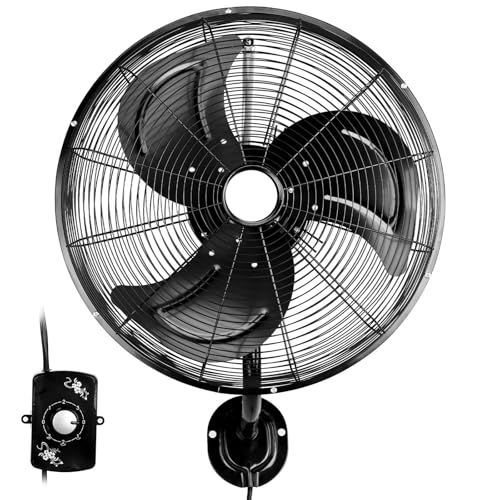 HDSDVNON Ventilador oscilante de Pared Industrial de 18 Pulgadas: Flujo de Aire de Alta Intensidad de 4592 CFM, Motor de 3 velocidades y aspas de Aluminio.