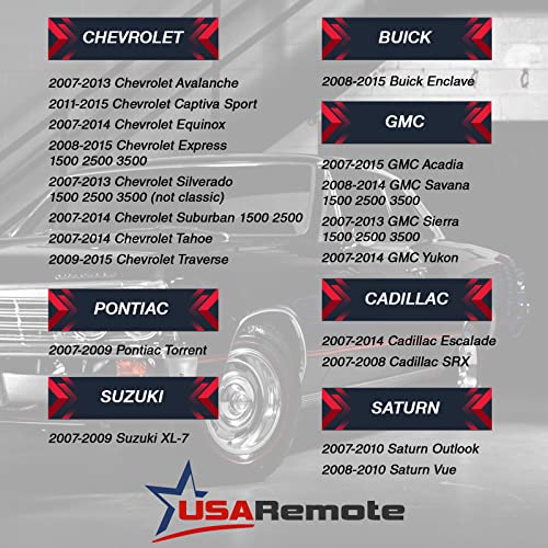 Key Fob Keyless Entry Remote fits Chevy Silverado Traverse Equinox Avalanche / GMC Sierra / Pontiac Torrent / Saturn Outlook Vue 2007 2008 2009 2010 2011 2012 2013 2014 2015 2016, 15913421 - Image 6