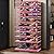 CIMLORD 9-Tier Foldable Shoe Rack for Closet Entryway 18-36Pairs, Stackable Clear Shoe Storage Boxes Organizer With Door Plastic Shoe Cabinet Bins with Lids Shoes Shelf Easy Assembly Large?Black-pink?