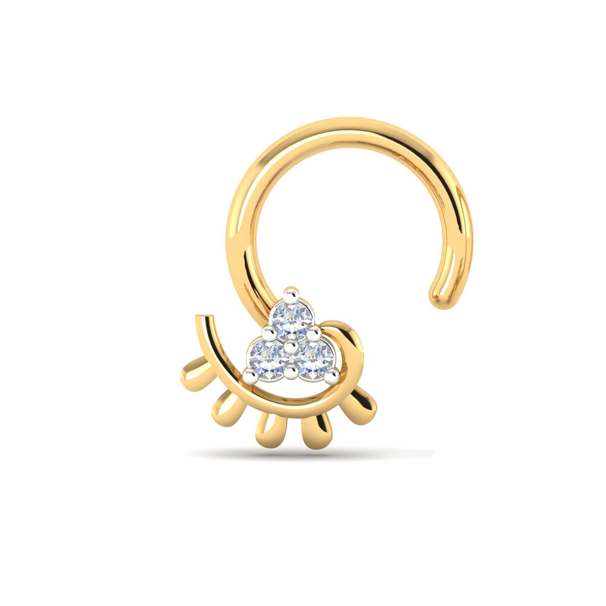 925 Sterling Silver 18K Gold Plated Trinity Arch Wired Nose Pin for Women and Girls | With Certificate of Authenticity and 925 Stamp-image-6