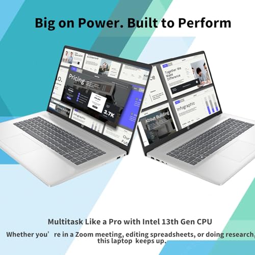 Image of HP 17 Laptop Computer for Business and Students, 17.3 inch HD+ Display, Intel 10-Core i5-1334U,Windows 11 Pro, Numeric Keypad,Silver (16GB RAM | 1TB SSD)