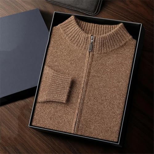 Men's Wool Zippered Cardigan Mock-Neck Thick Long Sleeve Knitted Sweater for Casual Look Warm Winter Cardigan3