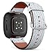 CJBROES Replacement Leather Watch Band, Compatible with Fitbit Versa 3 and Fitbit Sense of Wristband Bracelet Accessory - Grunge Brush