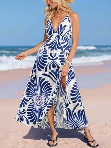 Image of CUPSHE Womens Summer Maxi Dress 2026 Sleeveless Long Sundresses Spaghetti Strap Flowy Boho Beach Vacation Dress