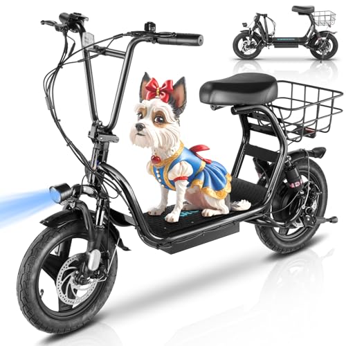 Caroma Electric Scooter with Seat, 500W/819W/870W Peak Motor, 15/25/30 Miles Range, 20Mph Top Speed, Foldable Electric Scooter for Adults, 14