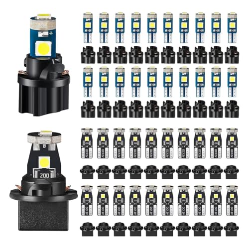 Iyalezirk 40 bombillas LED T5 T10 para salpicadero con casquillo giratorio para salpicadero, bombillas LED para luces interiores de coche