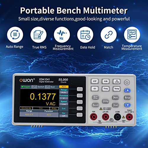 Image of Protable Bench Multimeter with 3.5 Inch 55,000 Counts True RMS Ultra-light Digital Multi Tester for Labs, Factories (XMD1041)