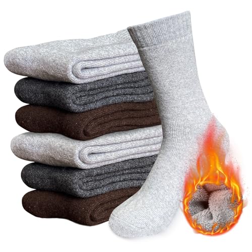 5/6 Pairs Wool Hiking Socks for Men Womens, Thermal Warm Socks for Men, Crew Winter Cozy Boot Socks
