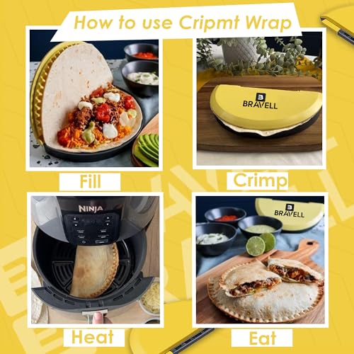 Image of 3-in-1 Tortilla Sealer, Tortilla Crimper Includes Free Rolling Pin - Adjustable and Removable 6, 8 & 10 Inch Plates for Burritos, Tacos, Quesadillas, Dumplings & Sandwiches - Yellow & Black
