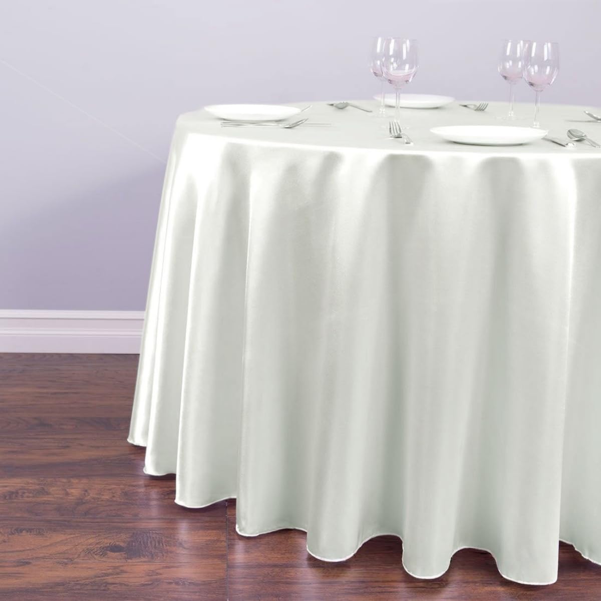 Chickwin Tovaglia Rotonda in Raso Poliestere 180cm Beige