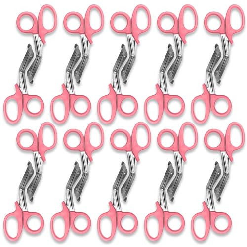 EMS XTRM 20-Pack Multicolor Stainless Steel Medical Trauma Shears for EMS, Nurses, Police & Firefighters - Durable, Sharp, and Built for Comfort, Pink