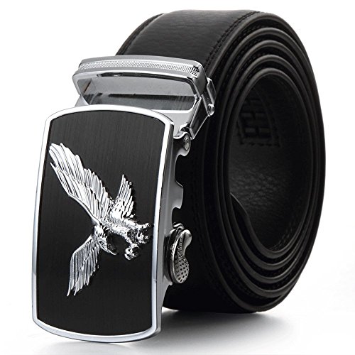 Fashion Men's Leather Belt Sliding Buckle Ratchet Belt Automatic Buckle Belt