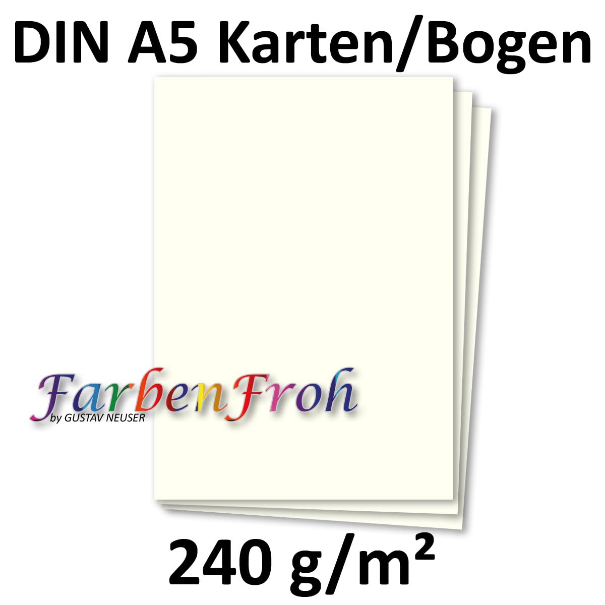 FarbenFroh - Lot de 300 cartes simples - Feuilles de papier - Format A5 - Blanc naturel - 240 g/m² - 14,8 x 21 cm - Feuille de bricolage - Papier de couleur - Carton photo - Carton de couleur