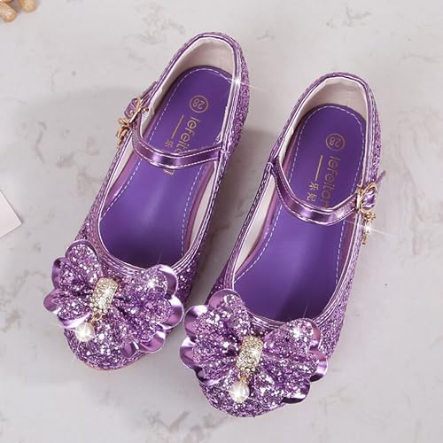 Girls Low Heels Bowknot Gold Children's Fashion Performance Comfortable Non-Slip Sequins Princess Shoes2