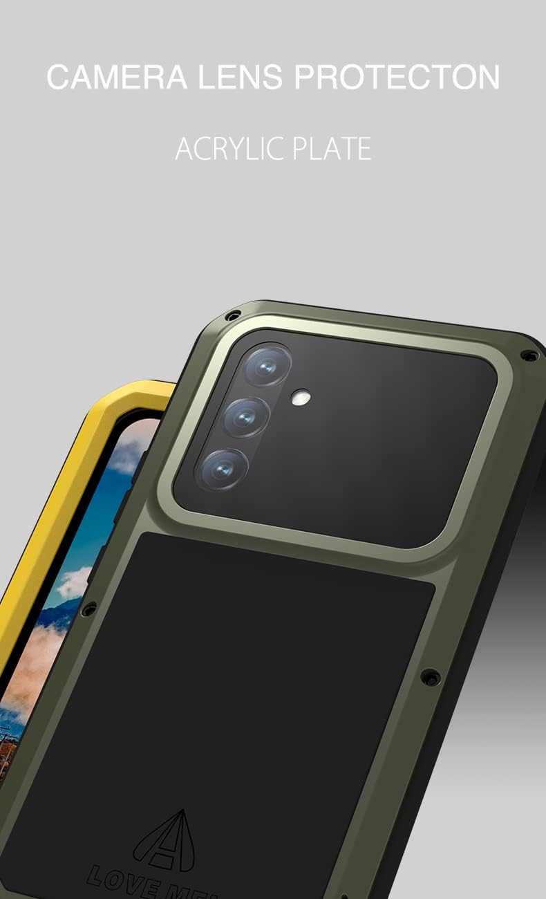 Full Body Rugged Case for Samsung-Galaxy-A54-5G, Heavy Duty Metal Armor Shockproof Snowproof Hybrid Aluminum Silicone Outdoor Cover with Tempered Glass Screen Protector (Army Green)