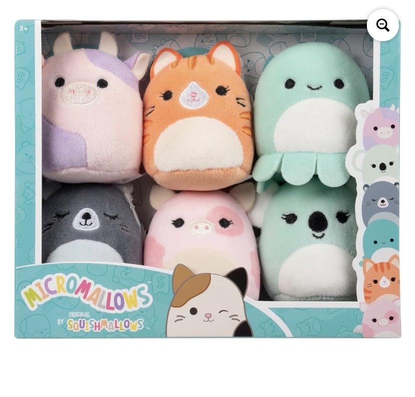 Squishmallows Micromallows Mini Plush Set 6 Pack Collectible Soft Toy Gift Set Patty Gigi Zobey River Peety Coco