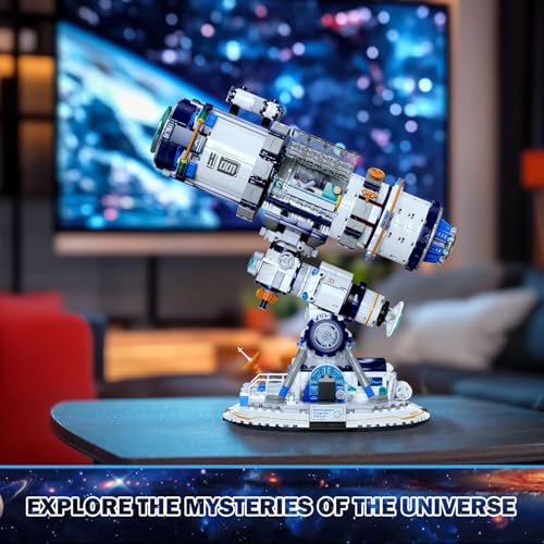 Image of SKY LINE OCEAN Space Telescope Building Set with Lights, 995+ PCS Space Exploration Model Kit for Adults & Teens 14+, STEM Planet Telescope Display Toy, Creative Gift for Space Lovers