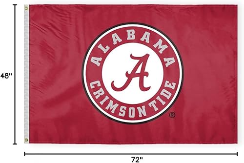 Miniatura 3 de Banderas redondas con logotipo de Alabama University Football Crimson Tide Round A, poliéster impreso de doble cara de 12 x 18 pulgadas con ojales