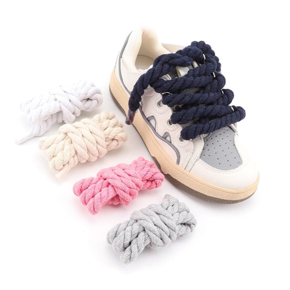 Lot de 3 paires de lacets ronds en lin pour chaussures de sport, tendance, audacieux, 10 mm de large, adaptés aux chaussures de planche, chaussures rondes en toile, lacets de bottes (gris, 160