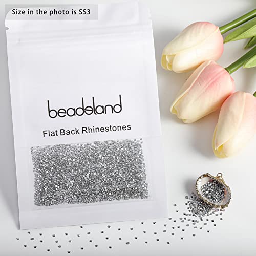 Image of Beadsland 2880pcs Flat Back Crystal Rhinestones Round Gems for Nail Art and Craft Glue Fix,Silver Hematite,SS3,1.2-1.4mm