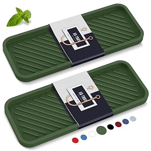 Kitchen Silicone Sink Organizer Tray, Sponge Holder for Sink Caddy（Green）