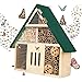 Bee House Hanging Insect Hotel – Natural Wooden Bee Hotel for Outdoors, DIY Insect Shelter for Garden, Yard, or Balcony – Attracts Pollinators Like Bees, Butterflies & Ladybugs