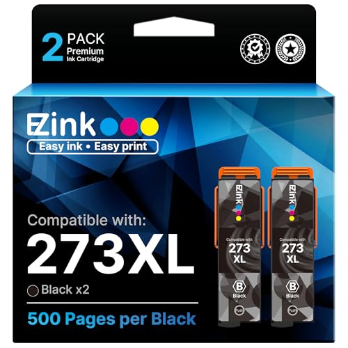 E-Z Ink (Remanufactured 273 Ink Cartridge Replacement for Epson 273xl T273XL to use with XP-520 XP-600 XP-610 XP-620 XP-800 XP-810 XP-820 (2 Black)