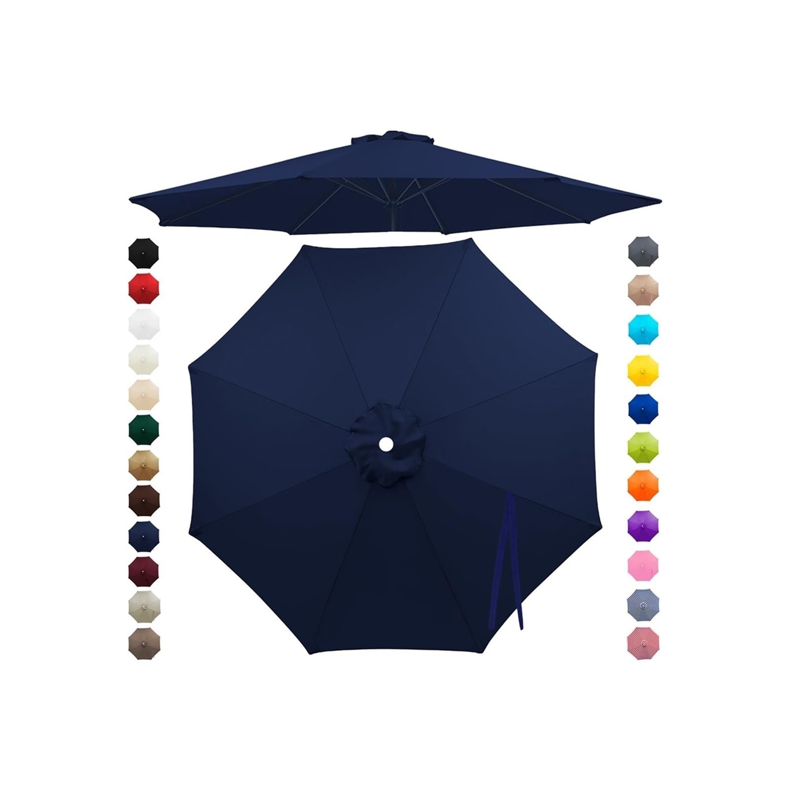 Chinimon Replacement Parasol Canopy 2m/2.5m/2.7m/3m/3.5m, 6/8 Arms Garden Parasol Cover for Yard Beach (Navy Blue, 2.5m/6-Ribs) — image 1