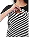 PattyBoutik Mama Crewneck Striped Nursing Maternity Blouse (Black and White M)