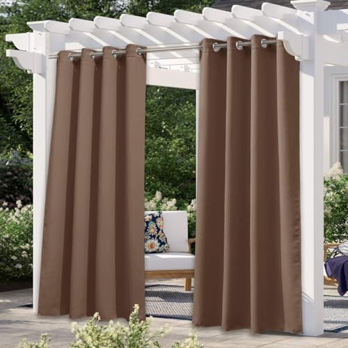 NICETOWN Indoor & Outdoor Blackout Curtain, UV Protection Blackout Vertical Blind Etra Long 120 Inch, Sunlight Blocking Vertical Drape for Living Room/Front Yard/Hall, Tan, 1 Piece, 52" Wide