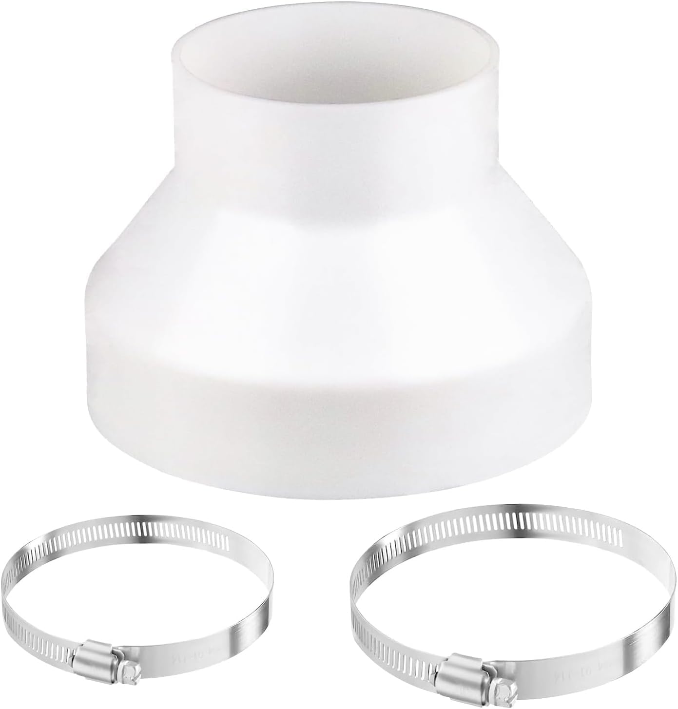 6 to 4 inch Duct Reducer Adapter, Air Ducting Reducer Increaser for Inline Ventilation Fitting, Blower and Exhaust, HAVC Pipe Connector Come with 2 Hose Clamps