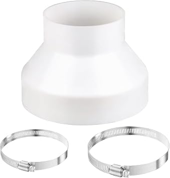 6 to 4 inch Duct Reducer Adapter, Air Ducting Reducer Increaser for Inline Ventilation Fitting, Blower and Exhaust, HAVC Pipe Connector Come with 2 Hose Clamps