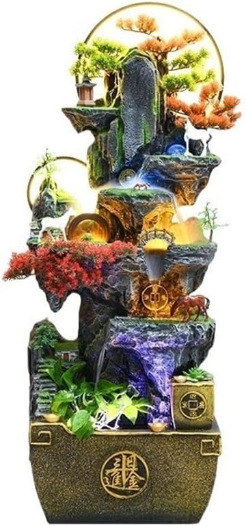 Standing Waterfall Large Feng Shui Floor to Ceiling Circular Water Landscape Decoration Balcony Decoration, Office Entrance Floor Fountain