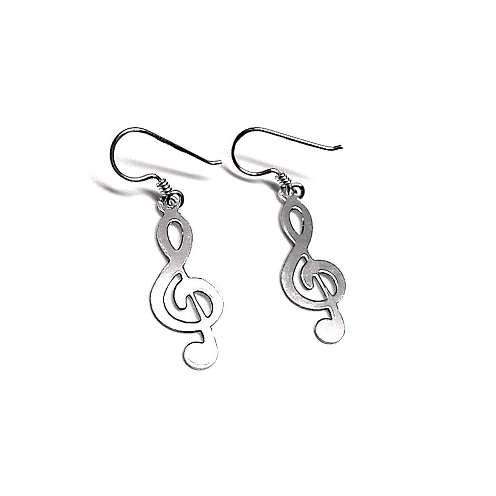 Inmaculada Romero IR Pendientes plata Ley 925m largos clave sol [AB1385]