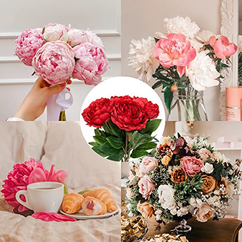 Softflame Artificial/Fake/Faux Flowers - Peony Red 6Pcs For Wedding, Home, Party, Restaurant (850909) #TOP2