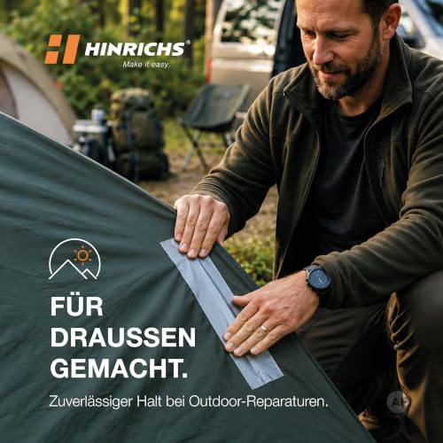 Foto von Hinrichs Panzertape silber - 4 Rollen 50m x 50mm Gewebeband - extra starkes Klebeband - wasserdichtes Panzerband - breites Gewebeklebeband grau - power Duct Tape für Innen und Außen